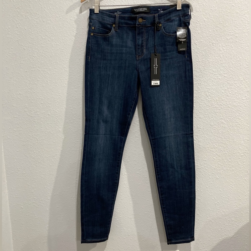 New Liverpool Slimming Mid Rise Essential Dark Wash Stretch Skinny Jeans 10 / 30